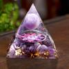 Handmade Orgonite Pyramid 60mm Amethyst Crystal Sphere with Amethyst Natural Cristal Stone Orgone Energy Healing Orgone