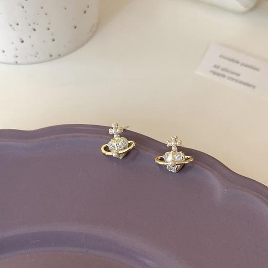 1 пара сережек изысканного дизайна, элегантные и уникальные стильные асимметричные серьги с планетой из искусственного жемчуга