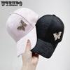 Корейская версия бейсболки с бриллиантовой бабочкой для женщин, летняя тонкая шелковая хлопковая солнцезащитная шляпа с утиным язычком