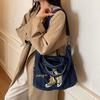 Embroidered Denim Bag Women's Large Capacity Shoulder Crossbody Bag