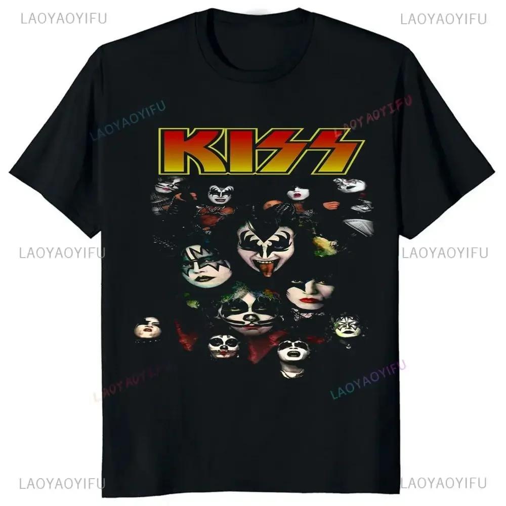 Kiss Band Men and Women Fashion Music Rock Top Harajuku Short Sleeve Universal Pattern Big T-shirt