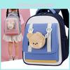 Preschooler Color Nylon Block Backpack With Cartoon Animal Pendant Bag Small