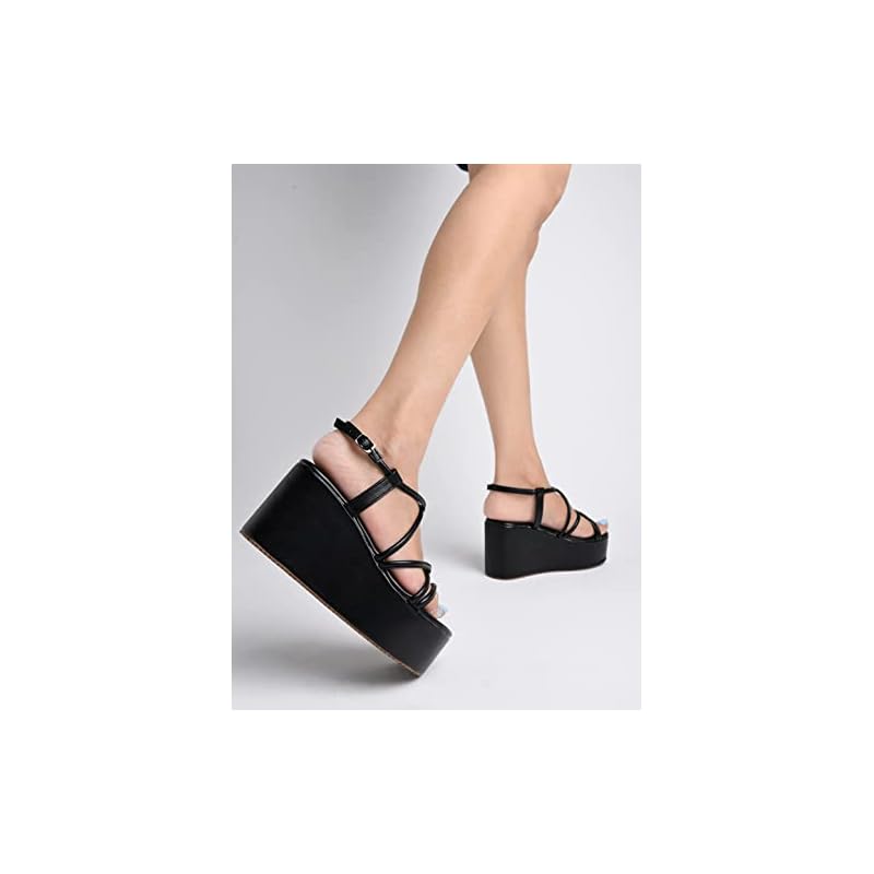 Shoetopia Девочки П-7 Черная Платформа - 5 UK (Девочки-P-7-Черный)