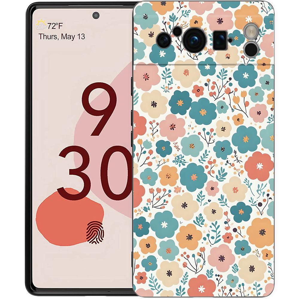 Цветочный арт Чехол для телефона Для Google Pixel 9 8 9A 8A 7 7A 6 Pro XL 6A 5G Черный Мягкая задняя крышка Роскошный TPU Чехол