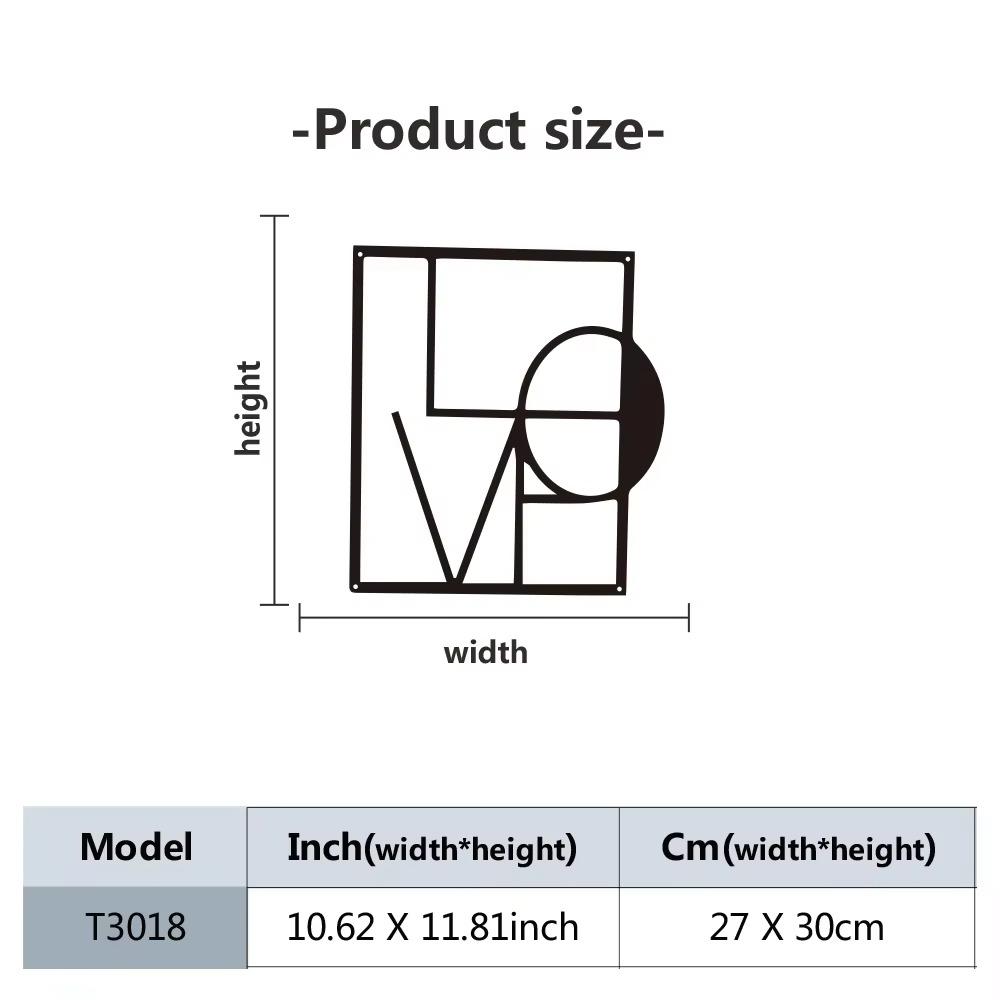 Black and White Love Metal Art Wall Decor Simple and Minimalist Wall Decoration for Living Room Bedroom or Any Home Space