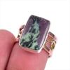 Ruby In Zoisite Handmade Lab-Created 925 Sterling Silver Two Tone Ring S.6 o7F50