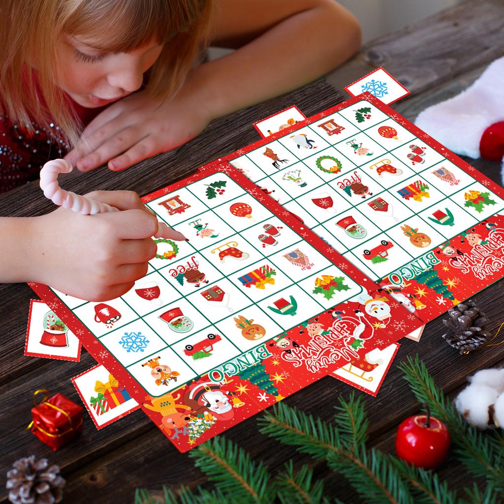 Christmas Bingo Game for Family Xmas Bingo Game Cards New Year Winter Holiday Party Kids,Adult Card Games Indoor Home Activities