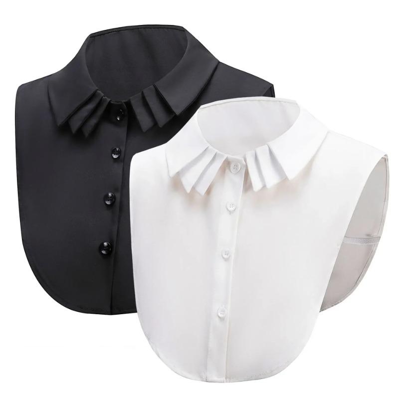Women Detachable Lapel Fake Collar Ruffles Lace Shirt False Collar Blouse Removable False Half Shirt Blouse Decoration