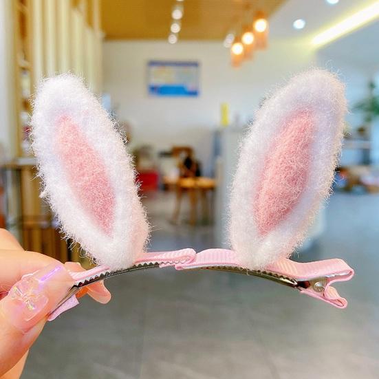 1 Pair Plush Rabbit Ear Hair Clip Bunny Ear Duckbill Clamp Hair Barrette Women Girls Hair Accessories Photo Prop Birthday Christmas Gift