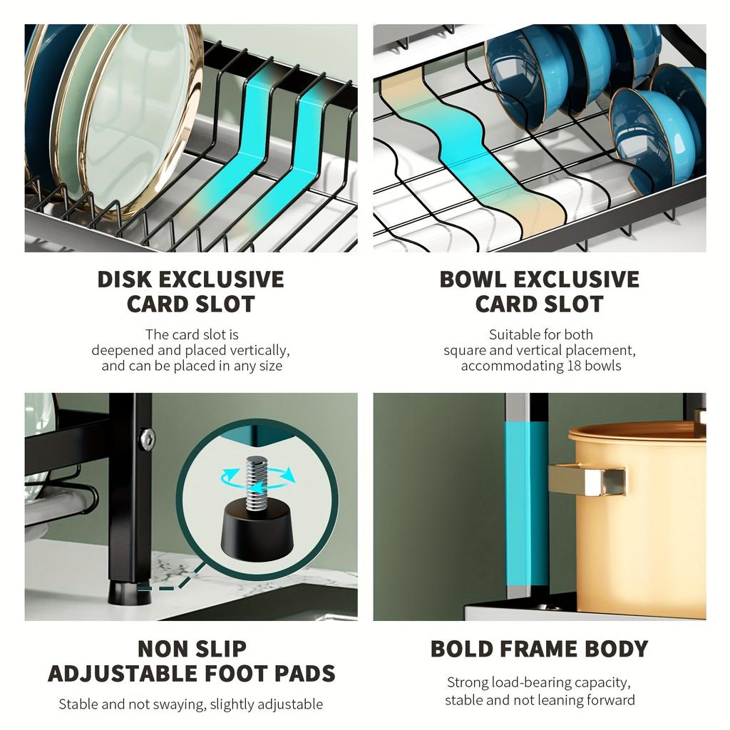 1 шт. 2/3-ярусная сушилка для посуды для кухонной столешницы, сушилки для посуды с поддоном для кухонной столешницы, металлическая сушилка для посуды с подставками для столовых приборов