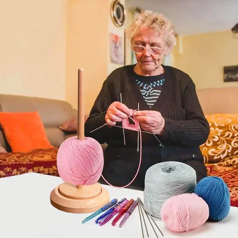 1PC Wooden High-quality Storage Winding Durable Single/Double Spool Rotatable Spinning Knitting Tools Roll Holder Dispenser