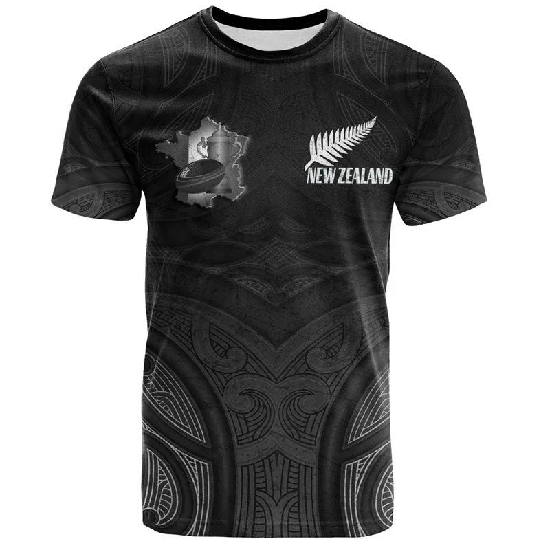 Мужская 3D-печатная футболка регби Новой Зеландии Гавайи Фитнес с коротким рукавом, с круглым вырезом, пуловер, повседневный топ