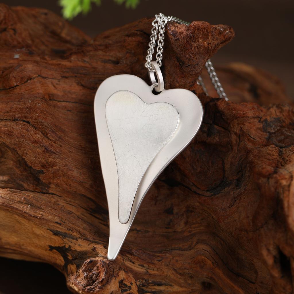 Новая двухслойная трехмерная матовая подвеска в виде сердца, женское модное высококлассное универсальное ожерелье в форме сердца