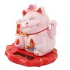 Solar Energy Powered White Beckoning Lucky Money Cat for Home Office Car Decor Feng Shui Lucky Cat