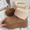 "Women's Retro Velvet Cotton Snow Boots - Warm, Versatile, Thick Sole, Winter 2024 Style"