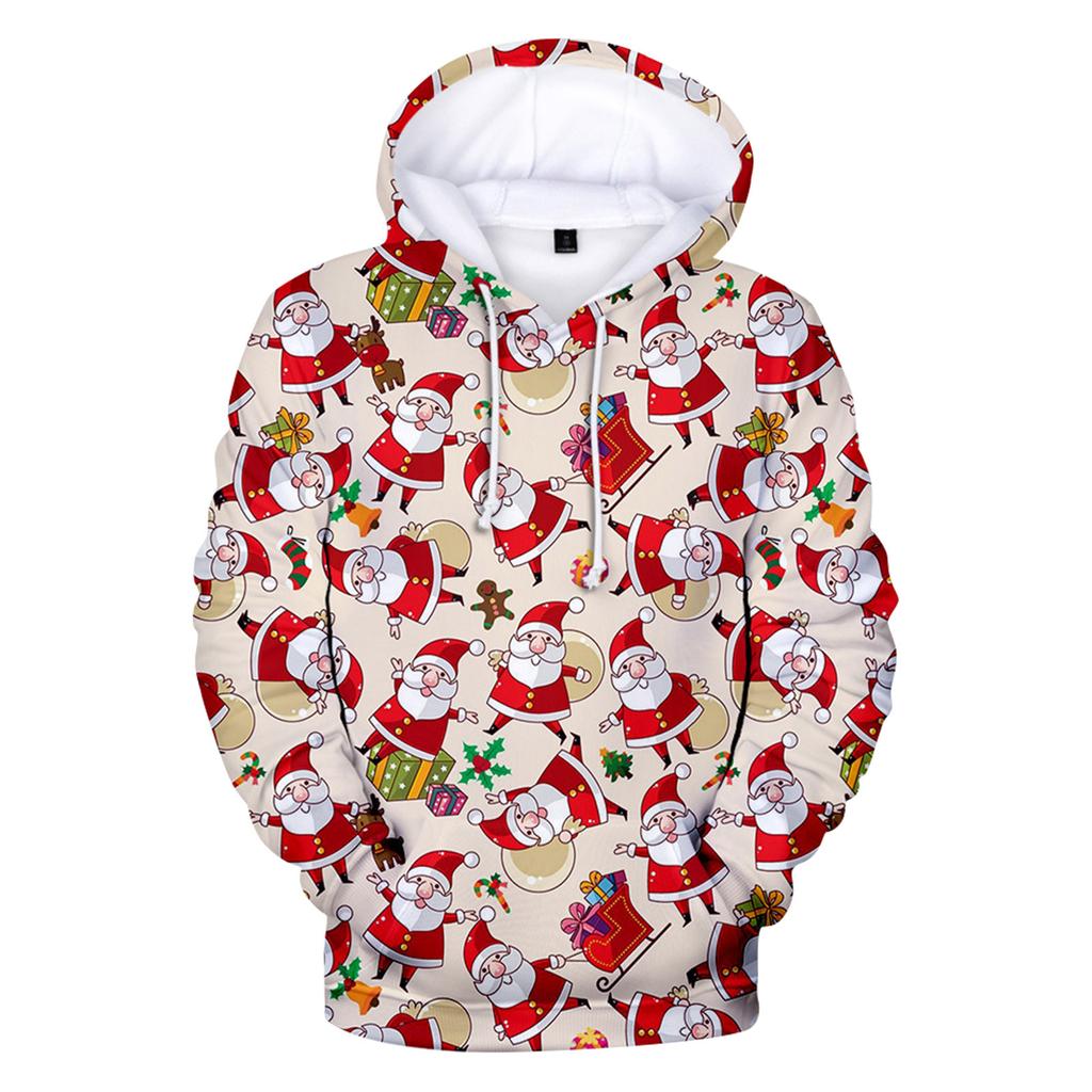 Рождественский модный свободный мужской и женский тонкий свитер с капюшоном