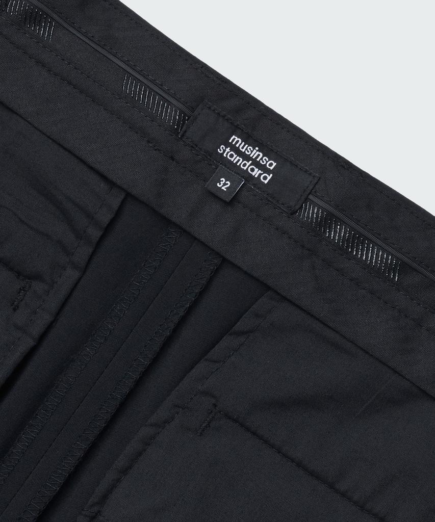 MUSINSA STANDARD [Cooltandard] Wide Hidden Banding Slacks [Black]