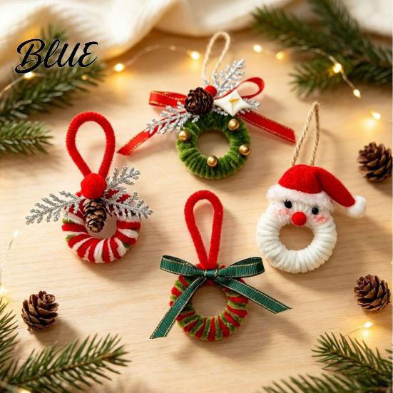 Забавные наборы для подвешивания на елку, ручной работы, ornaments из синельной проволоки, готовые стебли из синели, поделки-венок, зимние праздничные фото-аксессуары с шишками