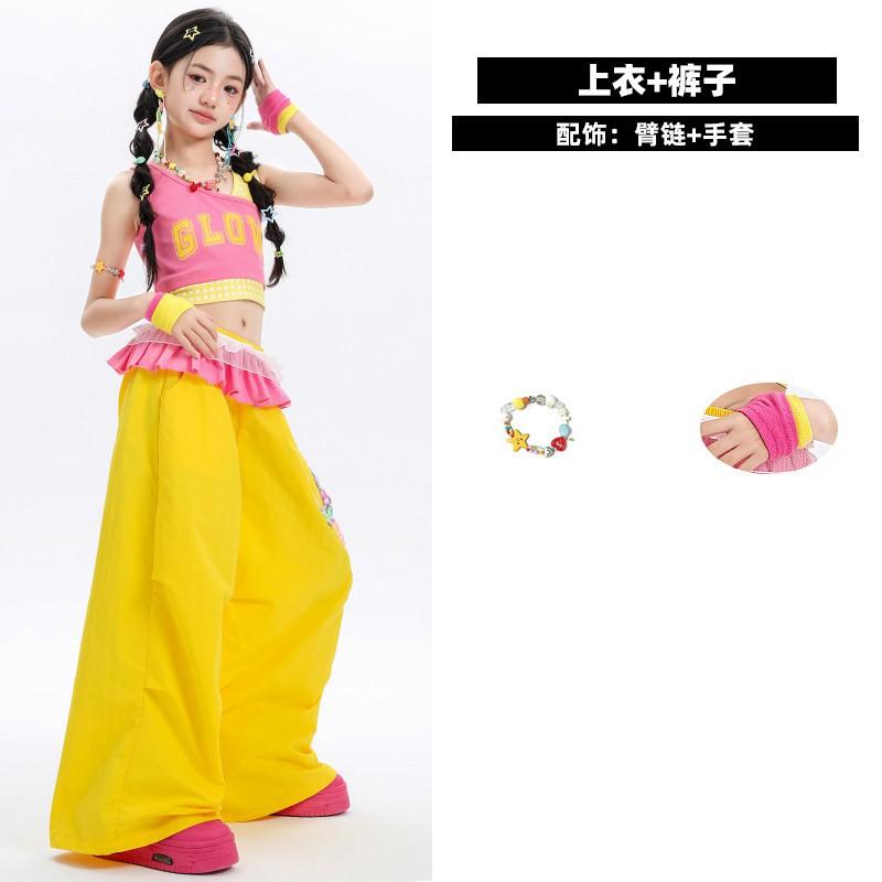 Girls Jazz Dance Costume Kids Hip Hop Performance Outfit Trendy Stage Wear