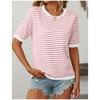 Женская модная свободная футболка с круглым вырезом в полоску с коротким рукавом и цветным узором