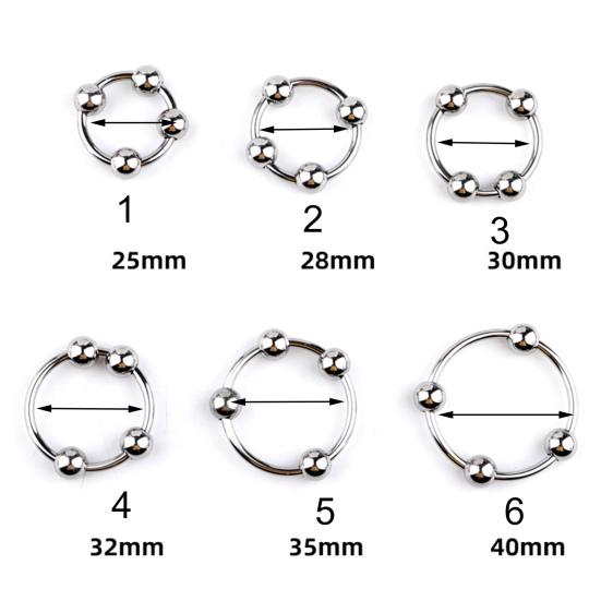 Мужское кольцо для пениса из нержавеющей стали с четырьмя бусинами, кольцо для головки, кольцо для пениса с замком, кольцо для мошонки