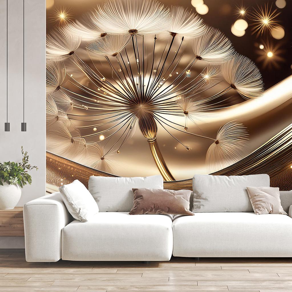 Wallpaper Gold glamour dandelion clock