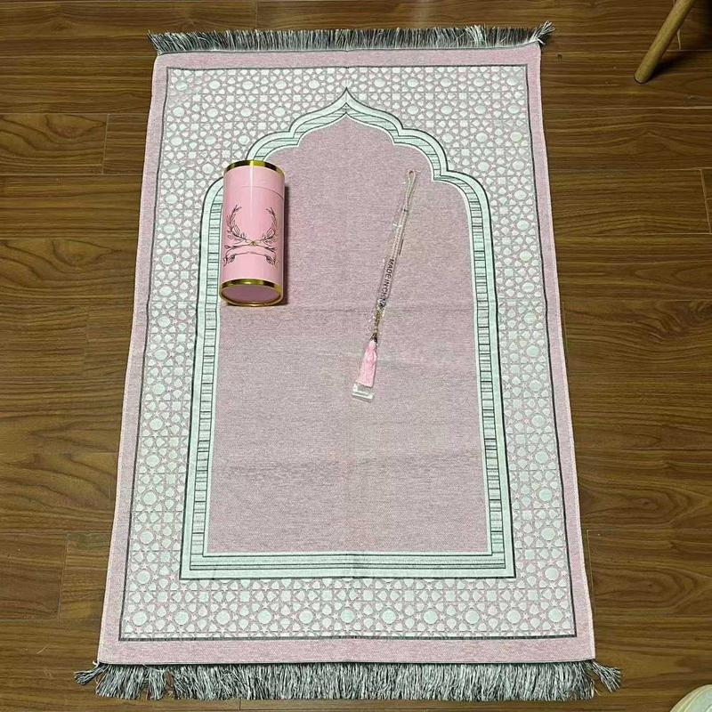 Набор исламских молитвенных ковриков Молитвенный коврик с тубусом для хранения четок Дорожное одеяло для поклонения Уличный мусульманский молитвенный коврик Подарки на Рамадан Новинка