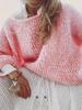 Rose Beauty A Plus Size Solid Crew Neck Pullover Sweater, Elegant Long Sleeve Knitted Sweater For Fall & Spring, Women's Plus Size Clothing