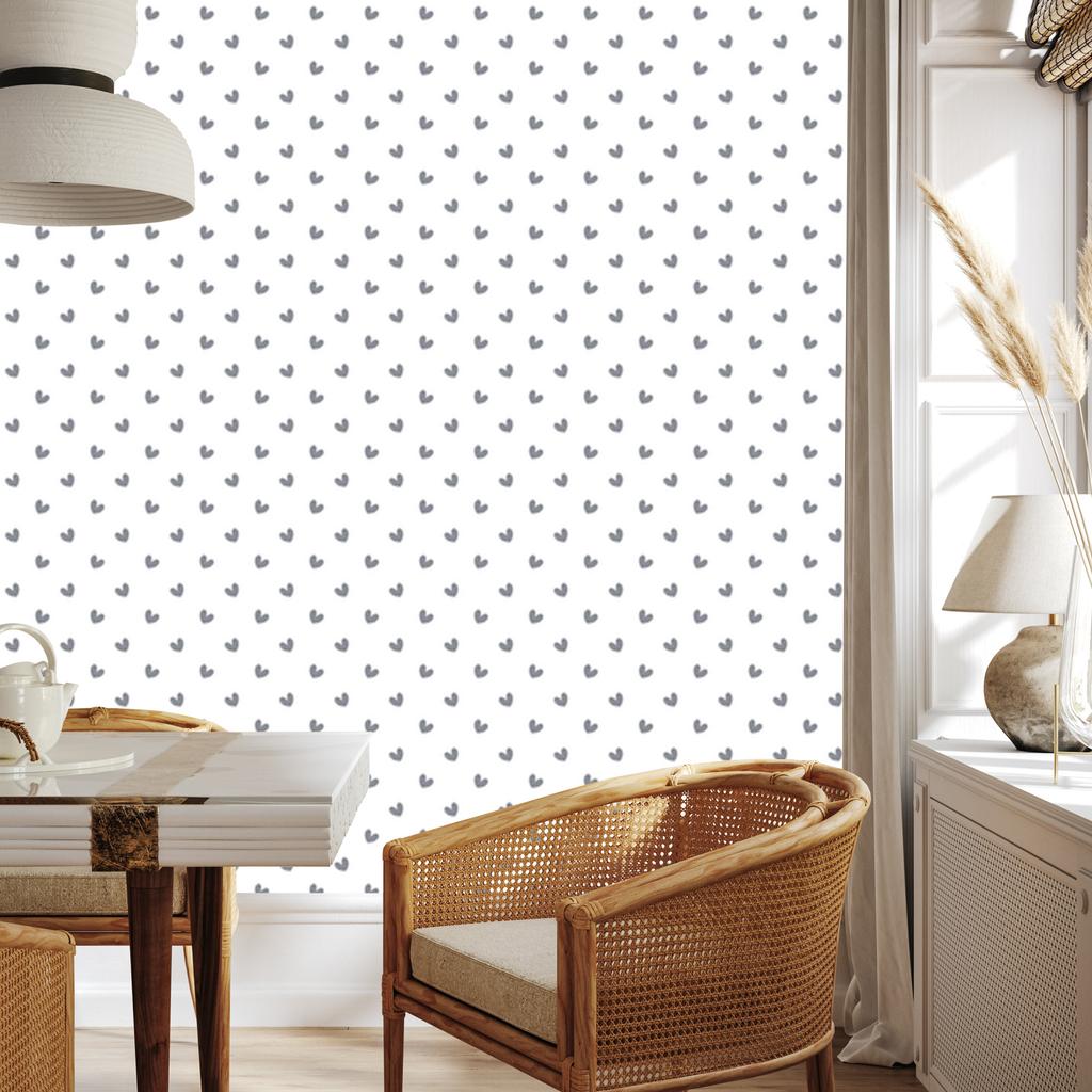 Heart Wallpaper White, Light Gray and Gray 50x1000