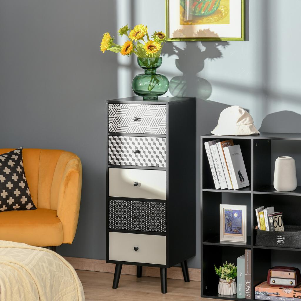 Chest of Drawers, 5 Drawer Dresser, Vertical Storage Organizer Unit for Bedroom, Living Room