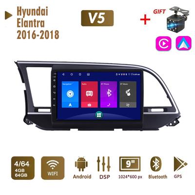 Автомобильное радио на базе Android, стерео для Hyundai Elantra 2016-2018, 2 Din, мультимедийная навигация Carplay, авторадио, GPS, WIFI, головное устройство, 4 + 64 ГБ
