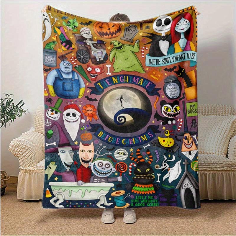 1pc. Halloween Themed Nightmare Before Christmas Cartoon Blanket, Seasonal Home Decor, Cozy Throw for All Seasons, Unique Gift Idea for FansC064