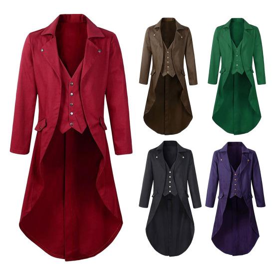 Приталенный смокинг с лацканом, с длинными рукавами, в стиле ретро, пиджак для платья, пиджак для костюма в средневековом стиле, одежда для праздничных вечеринок