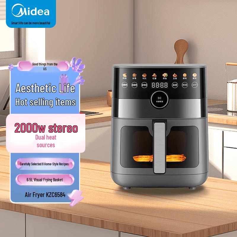 Midea Паровая аэрофритюрница 6,5 л с прозрачным окном, штепсель CN (адаптер в комплекте)