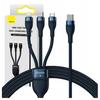 Baseus Flash Series 2 3-in-1 USB Cable, USB-C + Micro USB + Lightning, 100W, 1.5M (Blue)