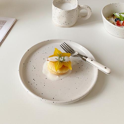 Белая керамическая миска и тарелка в стиле ретро с чернильными пятнами Поднос для стейков и фруктов в стиле вестерн Салатница Столовая посуда Тарелка для основного блюда