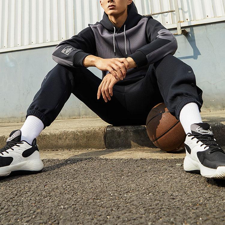 Anta Loose-Fitting Knitted Joggers With Button Closure And Elastic Cuffs Men Bottoms Black 952211740-3