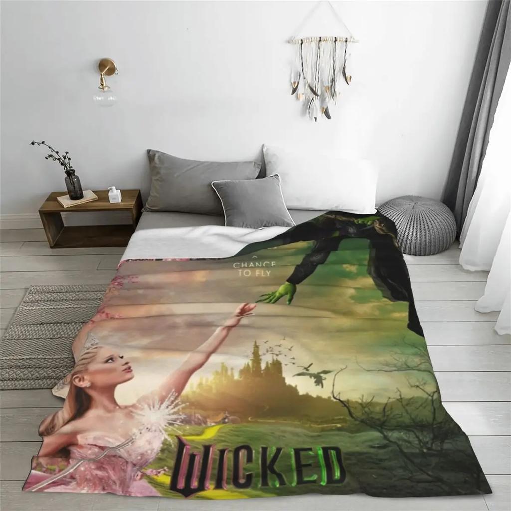 Мюзикл Злая 2024 Одеяла Флис Принт Расслабляющее Мягкое Плед для Постельных Принадлежностей Спальни Плюшевое Тонкое Одеяло