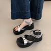 Fashion Female Sandal Retro Woman Shoes 2025 Summer Clogs With Heel Girls Original New Outside Thick Scandals Retro Woman Shoes Clogs Wi