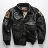 French Sheepskin Rock Music Multi-label Fashion Casual Flight Suit Men Lapel Eagle Leather Embroidered Real Jacket