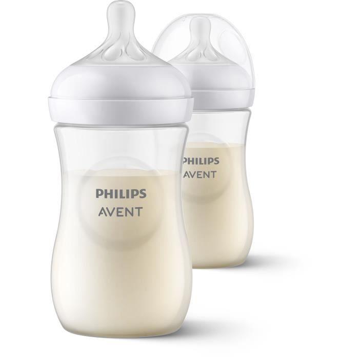 Набор из 2 бутылочек - PHILIPS AVENT - Natural 3.0 - Антиколиковый - 260 мл - AirFree - Соска, имитирующая форму груди - Белый