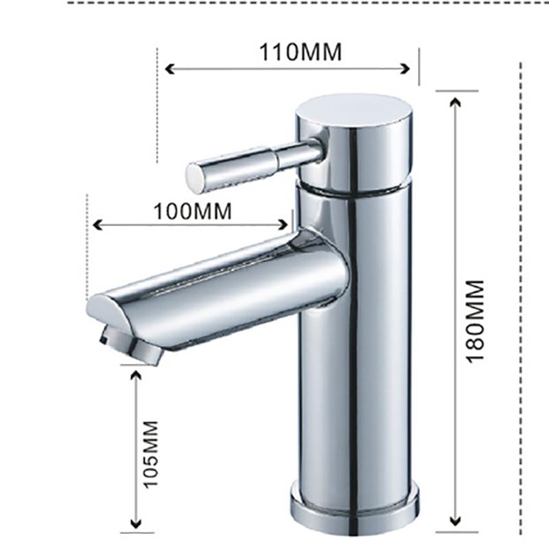Basin Faucet 304 Stainless Steel Single Cold Water Tap Black Chrome Color Deck Mounted Basin Sink Tap G1/2