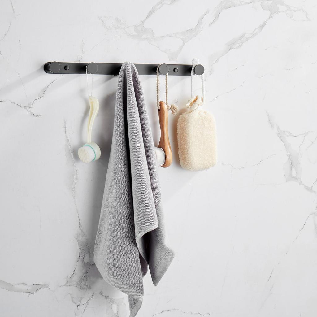 Bathroom Accessories Towel Hook Matte Black Towel Robe Coat Rack Rows Hooks