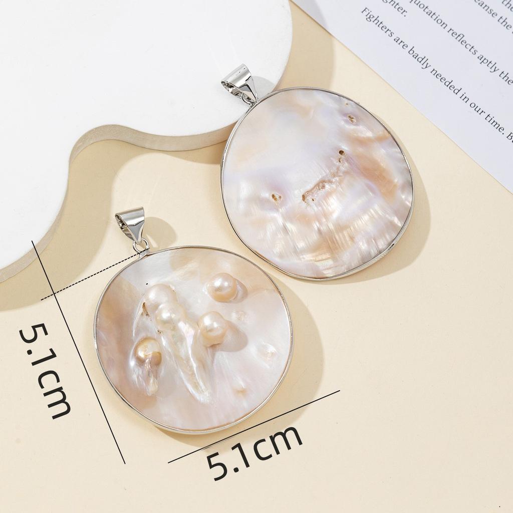 1Pc, Natural Shell Mother of Pearl Pendant, Boho Handmade Round Charms for Jewelry Making DIY Necklace Keychain Hanging Decoration Accessories Gifts