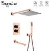 Thermostatic iBathroom Shower System Faucet 8-12" Head Concealed Bathtub Kit RainFall Diverter Bath Mixer Tap Set Fixed Support