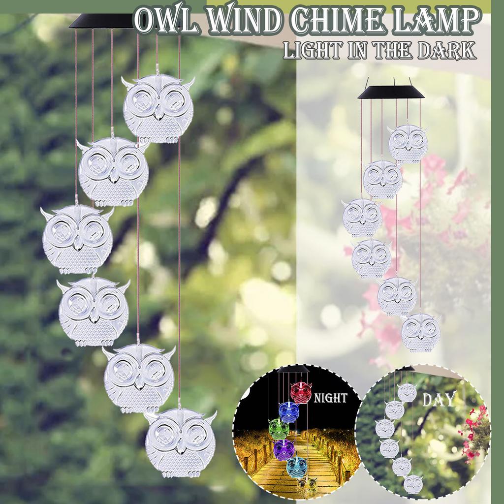 New Solar Owl Wind Chime Home Garden Outdoor Decoration  Light