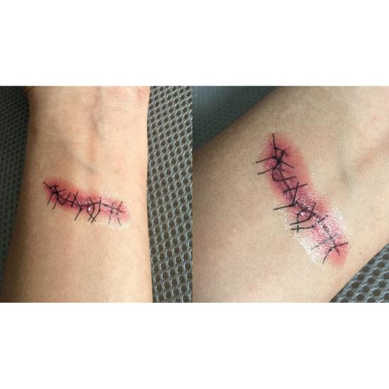 3D Хэллоуин Кровавый Шрам Временная Татуировка Наклейка Косплей Боди-Арт Макияж Наклейка