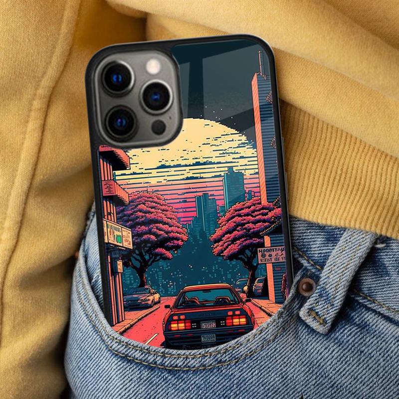 Hot Synthwave Retro 80s Neon Magnetic Soft Phone Case for iPhone 16 Promax 15 Pro 13 14 Plus 11 12 Mini MagSafe Coque