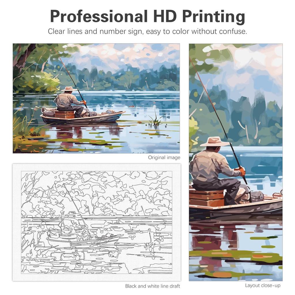 Рамка для рыбалки, картина по номерам для поделок, подарок для взрослых, наборы, пейзаж, современная настенная художественная картина по номеру для домашнего декора, 40x50 см