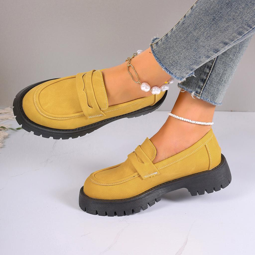 Fashion Women Loafers Suede Genuine Leather Fashion British Style Autumn Ladies Casual Shoes Thick Bottom Large Size Purple Women Shoes